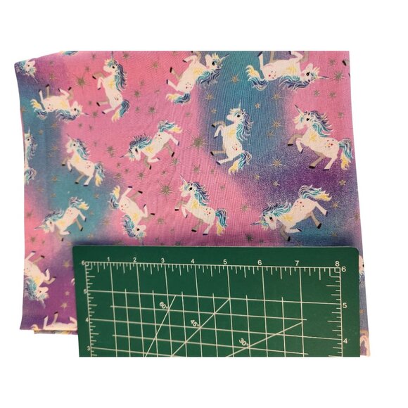 Magical Unicorn Fabric With Stars Pink & Blue Gradient 1 Yard x 45 Inches Quilt - Picture 8 of 8